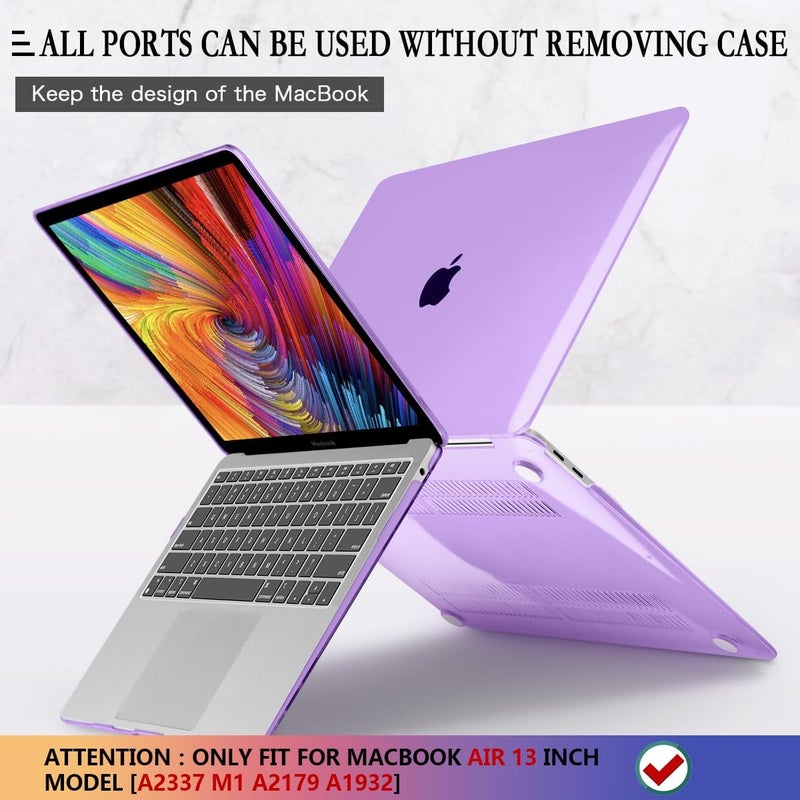 CISSOOK for MacBook Air 13 Inch Case Purple 2021-2018 Release M1 A2337 A2179 A1932 with Retina Display,Plastic Hard Shell Case with Keyboard Cover for MacBook Air 13 with Touch ID - Clear Purple - Image 5